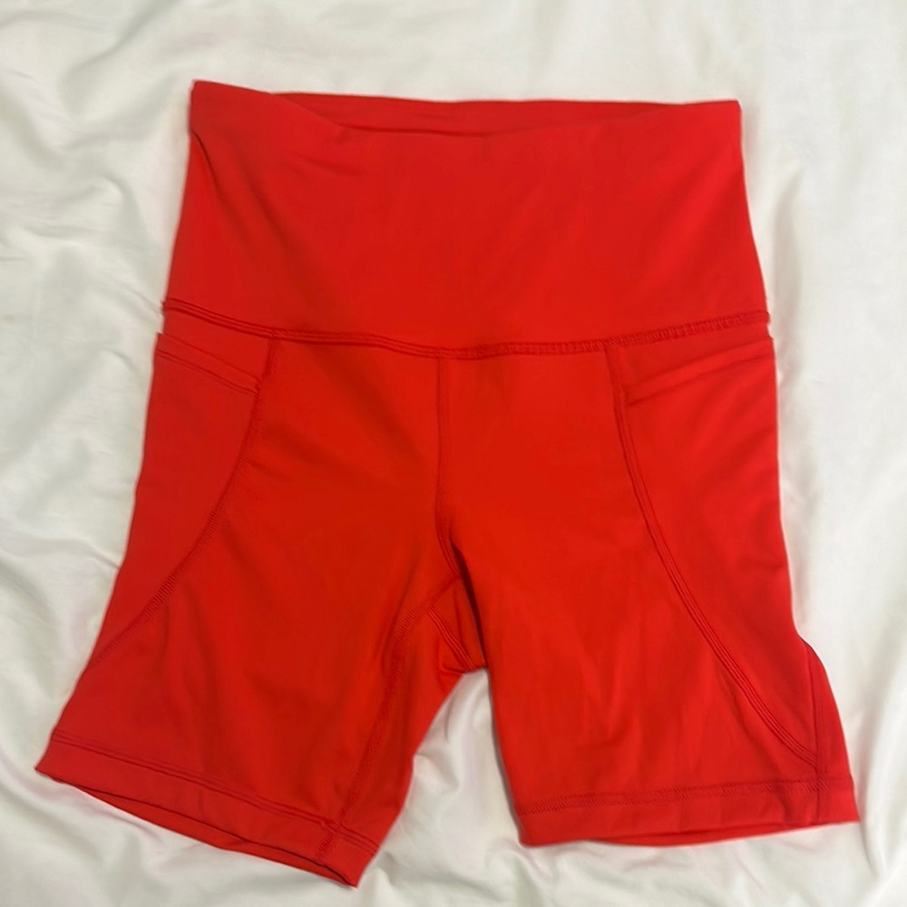 Worn once bright red bike shorts size small